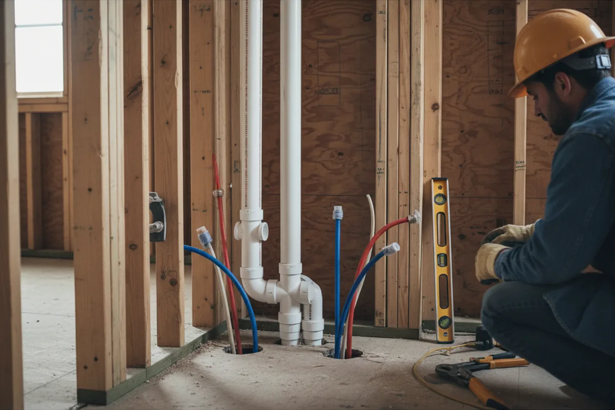 Drain and supply rough-in during Leak Detection in Lucama