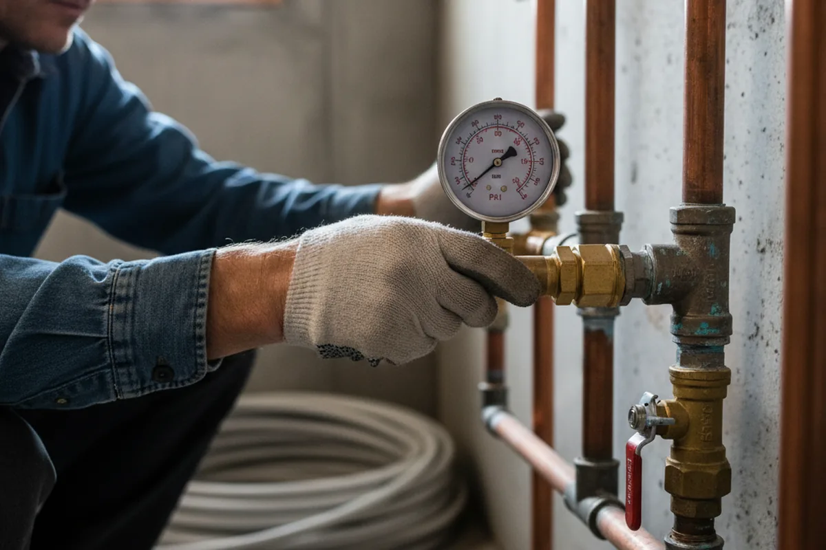 Pressure testing a repaired line during Water Line Repair in Lucama